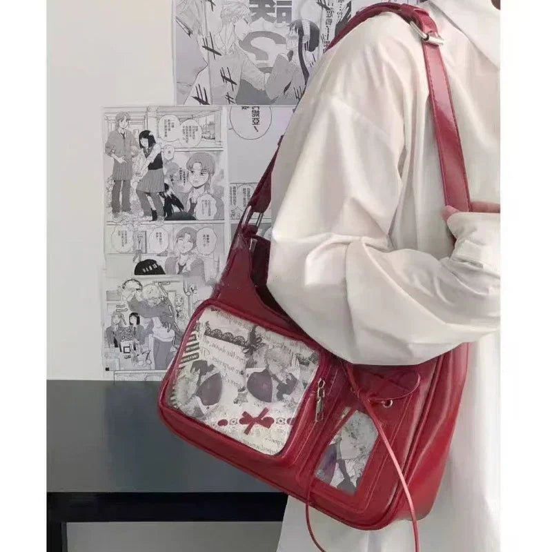 Y2k Harajuku Shoulder Bag Women Korean Transparent Ita Bag School Crossbody Bag Female Japanese Designer Preppy Handbag Purse