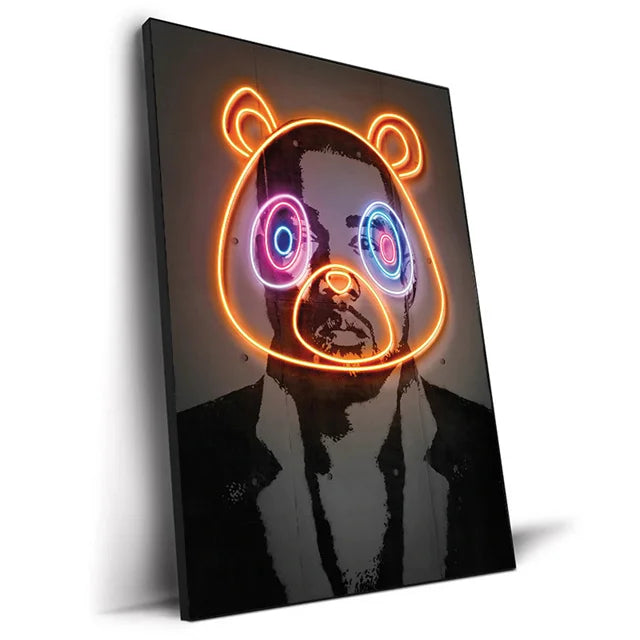 Abstract Neon Design Rapper Star Posters 2Pac Hip Hop Singers Wall Art Pictures Graffiti Art Canvas Painting Home Room Bar Decor