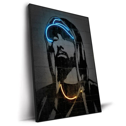 Abstract Neon Design Rapper Star Posters 2Pac Hip Hop Singers Wall Art Pictures Graffiti Art Canvas Painting Home Room Bar Decor