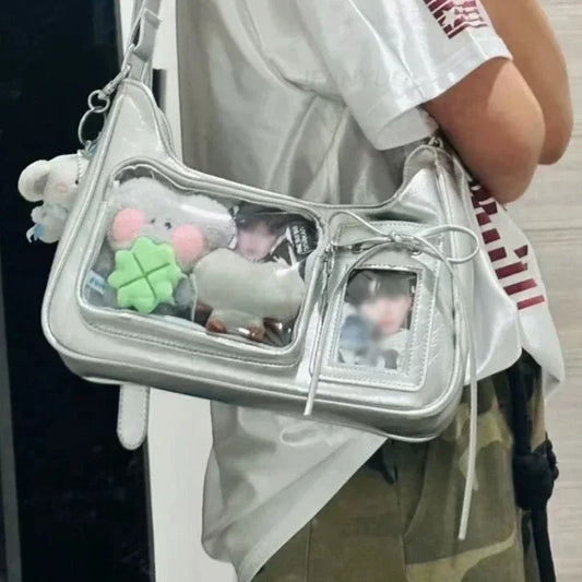 Y2k Harajuku Shoulder Bag Women Korean Transparent Ita Bag School Crossbody Bag Female Japanese Designer Preppy Handbag Purse