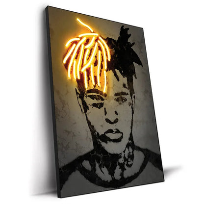 Abstract Neon Design Rapper Star Posters 2Pac Hip Hop Singers Wall Art Pictures Graffiti Art Canvas Painting Home Room Bar Decor