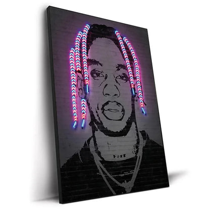 Abstract Neon Design Rapper Star Posters 2Pac Hip Hop Singers Wall Art Pictures Graffiti Art Canvas Painting Home Room Bar Decor