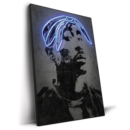 Abstract Neon Design Rapper Star Posters 2Pac Hip Hop Singers Wall Art Pictures Graffiti Art Canvas Painting Home Room Bar Decor