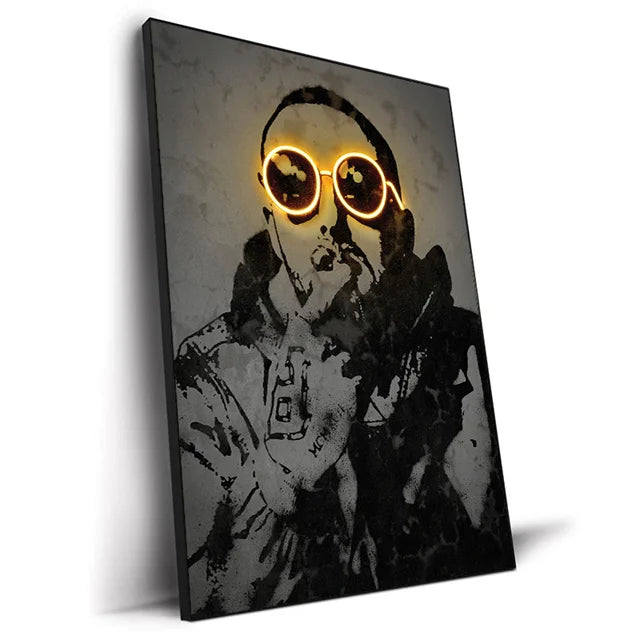 Abstract Neon Design Rapper Star Posters 2Pac Hip Hop Singers Wall Art Pictures Graffiti Art Canvas Painting Home Room Bar Decor