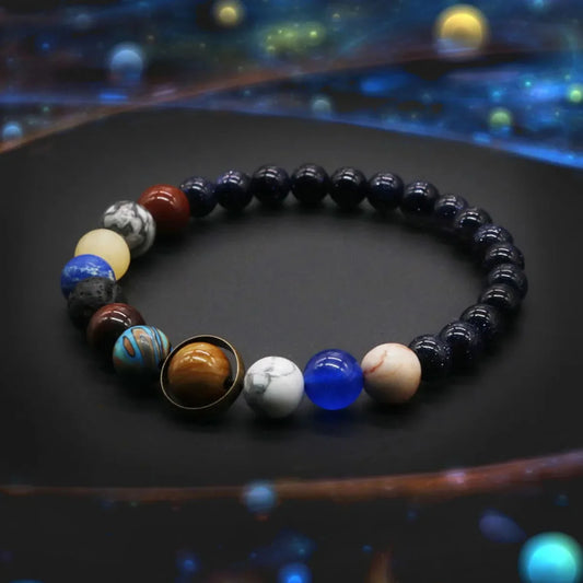 Cosmic Solar System Bracelet Eight Planets Bracelet Handmade Beaded Stretch Bracelet Couple Friend Sky Trendy Jewelry Gift